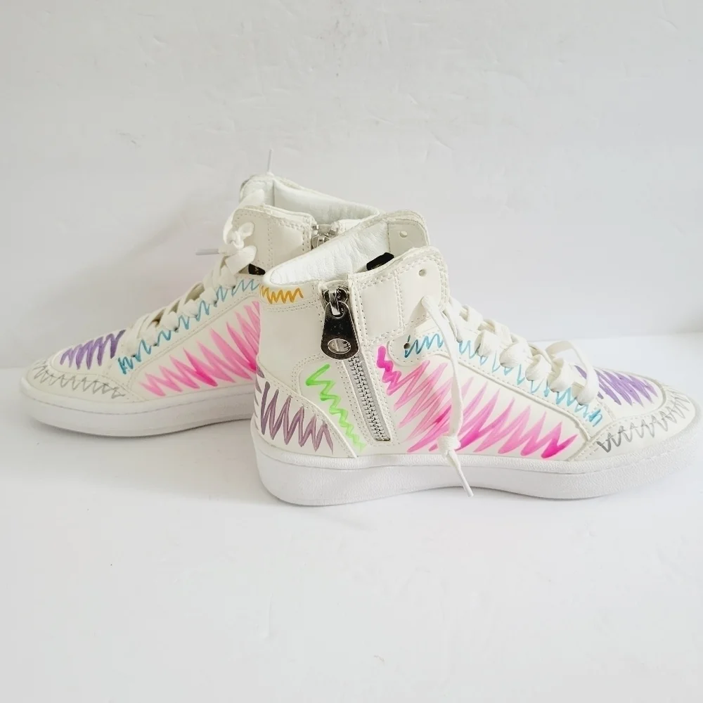 NEW Vintage Havana Artsy Multi Swirl High-Top Leather Sneakers, Size 6,5